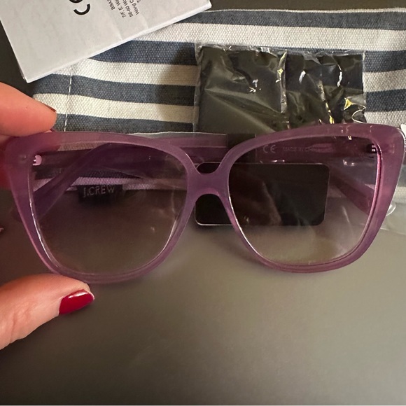 NWT J Crew Retro Oversized Square Sunglasses Petunia Case and Cleaning Cloth - Picture 4 of 4